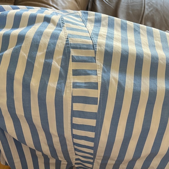Classic Blue & White Striped womwns Button-Up Shirt - Picture 6 of 9